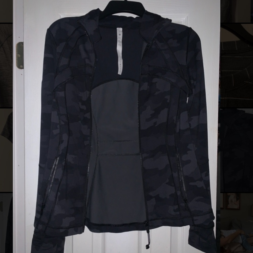 size 8 lululemon black camo define jacket